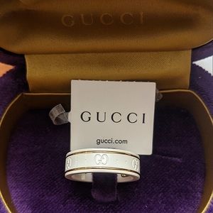 Gucci white gold ring band 18k